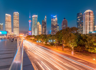 Fototapeta na wymiar City Night View in Lujiazui, Shanghai, China