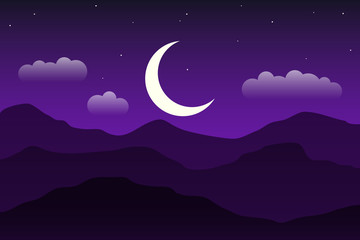 Obraz na płótnie Canvas Mountain landscape. Night landscape with the moon.