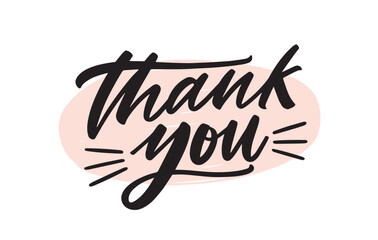 Fototapeta premium Thank you handwritten vector black ink lettering