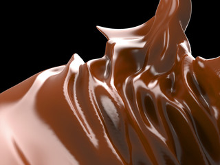 Shiny sweet chocolate liquid splash.