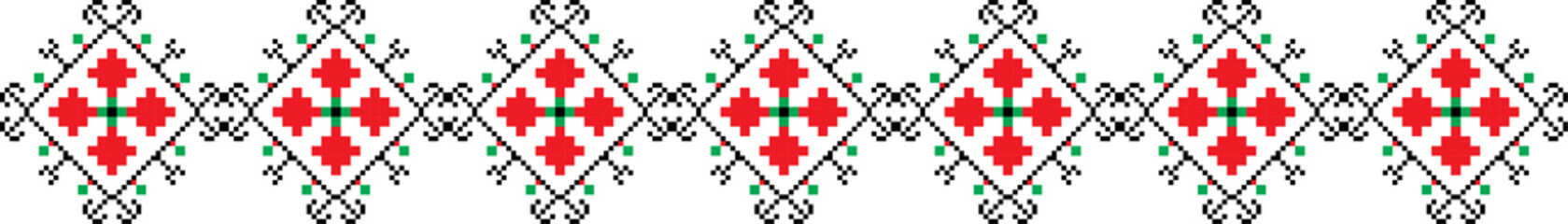 Traditional Romanian folk art knitted embroidery pattern