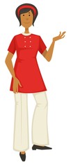 Obraz premium Woman in 1970s style outfit, 70s fashion, hippie