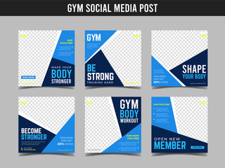 Gym square banner template. Promotional banner for social media post, web banner and flyer Vol.5