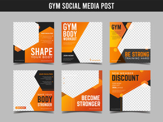 Gym square banner template. Promotional banner for social media post, web banner and flyer Vol.4