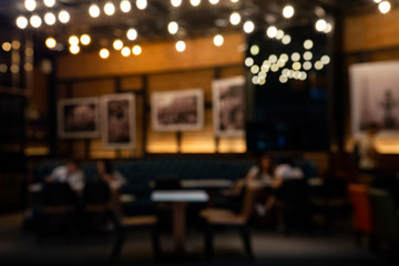 Blur coffee shop,cafe,restaurant with  bokeh,.bistro, canteen out of focus,