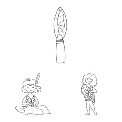 Vector illustration of primitive and archeology icon. Collection of primitive and history stock symbol for web.