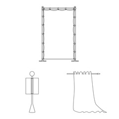 Isolated object of blank and canvas sign. Collection of blank and textile stock vector illustration.