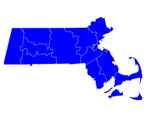 Fototapeta na wymiar Karte von Massachusetts
