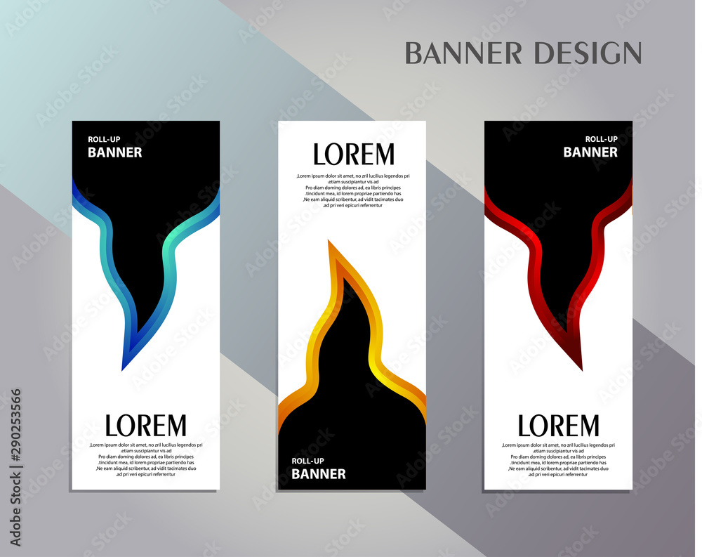 Wall mural Roll up banner design template, vertical, Colorful abstract banner background, pull up design, modern x-banner, rectangle size