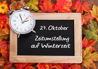 27. Oktober Zeitumstellung auf Winterzeit