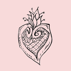 Heart. Spring time. B-day greeting card. Message. T - shirt design. Vector illustration. poster. i love you. pink color.