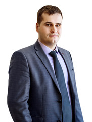 Corpulent smiling young businessman.