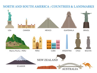 America Continent and Australia Countries Landmarks - 290255350