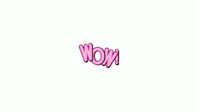 wow - pink expression word text on a white background Comic Style 4k