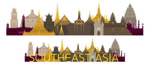 Southeast Asia Skyline Landmarks with Text