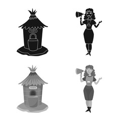 Vector design of nature and fun sign. Set of nature and entertainment stock vector illustration.