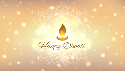 Diwali vector illustration. Design template with festive golden background. Festive diwali card. Confetti and bokeh golden background. Vector holiday illustration