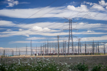 Electric power station landscape close to Moncayou mountain Zaragoza Spain