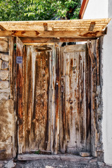 Traditional wooden door of a shanty house in Hamamonu, Ankara, Turkey