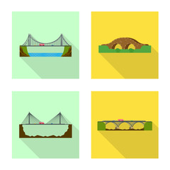 Vector design of bridgework and bridge symbol. Set of bridgework and landmark stock symbol for web.