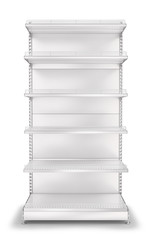 Metal prefabricated shelf display case for a supermarket. 3D illustration © Wire_man