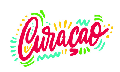 Country Name Written on White Background : Curacao : Vector Illustration - obrazy, fototapety, plakaty