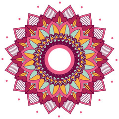 Mandala pattern design in pink and yellow