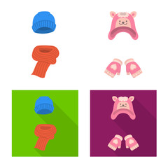 Isolated object of clothes and texture logo. Collection of clothes and weather stock vector illustration.