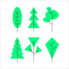 Icons set of various  trees. Isolated vector illustration.