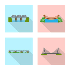 Fototapeta na wymiar Vector design of bridgework and bridge symbol. Collection of bridgework and landmark stock vector illustration.