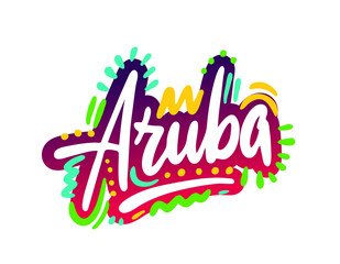 Aruba, text design. Vector calligraphy. Typography poster. Usable as background. - obrazy, fototapety, plakaty