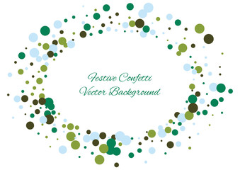Festive color round confetti background. Abstract frame confetti texture for holiday, postcard, poster, website, carnivals, birthday and children's parties. Cover confetti mock-up. Wedding card layout