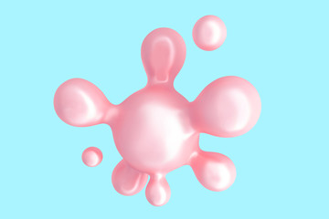 Abstract background with flying shiny drops of liquid 3D illustration