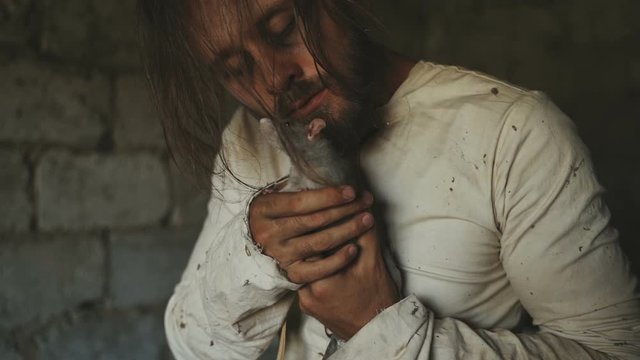 Crazy Terrible Maniac In Basement With Window Playing With Rat