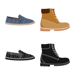 Vector design of shoe and footwear logo. Collection of shoe and foot stock vector illustration.