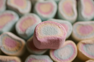 Colorful marshmallows as background. Close up view. 