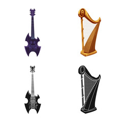 Vector illustration of music and tune icon. Set of music and tool stock vector illustration.