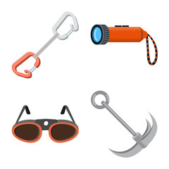 Vector design of mountaineering and peak symbol. Set of mountaineering and camp vector icon for stock.