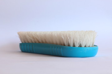 Blue Floor Brush With White Bristles Isolated On White Background