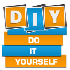 DIY - Do It Yourself Blue Orange Blocks Bottom Text 