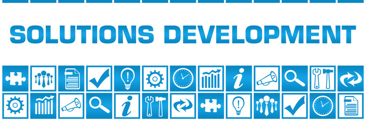 Solutions Development Blue White Box Grid Business Symbols 