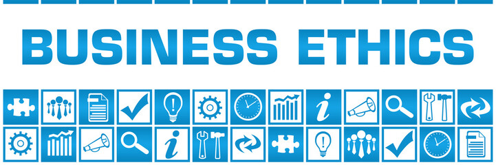 Business Ethics Blue White Box Grid Business Symbols 