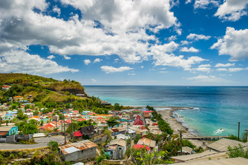 Village of Canaries on Saint Lucia in the Caribbean