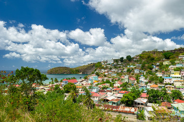 Fototapeta na wymiar Village of Canaries on Saint Lucia in the Caribbean