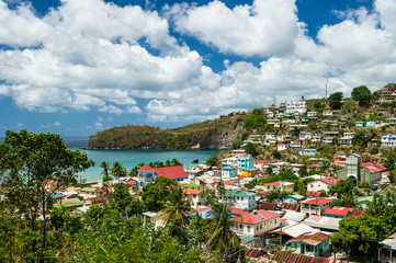 Village of Canaries on Saint Lucia in the Caribbean - obrazy, fototapety, plakaty