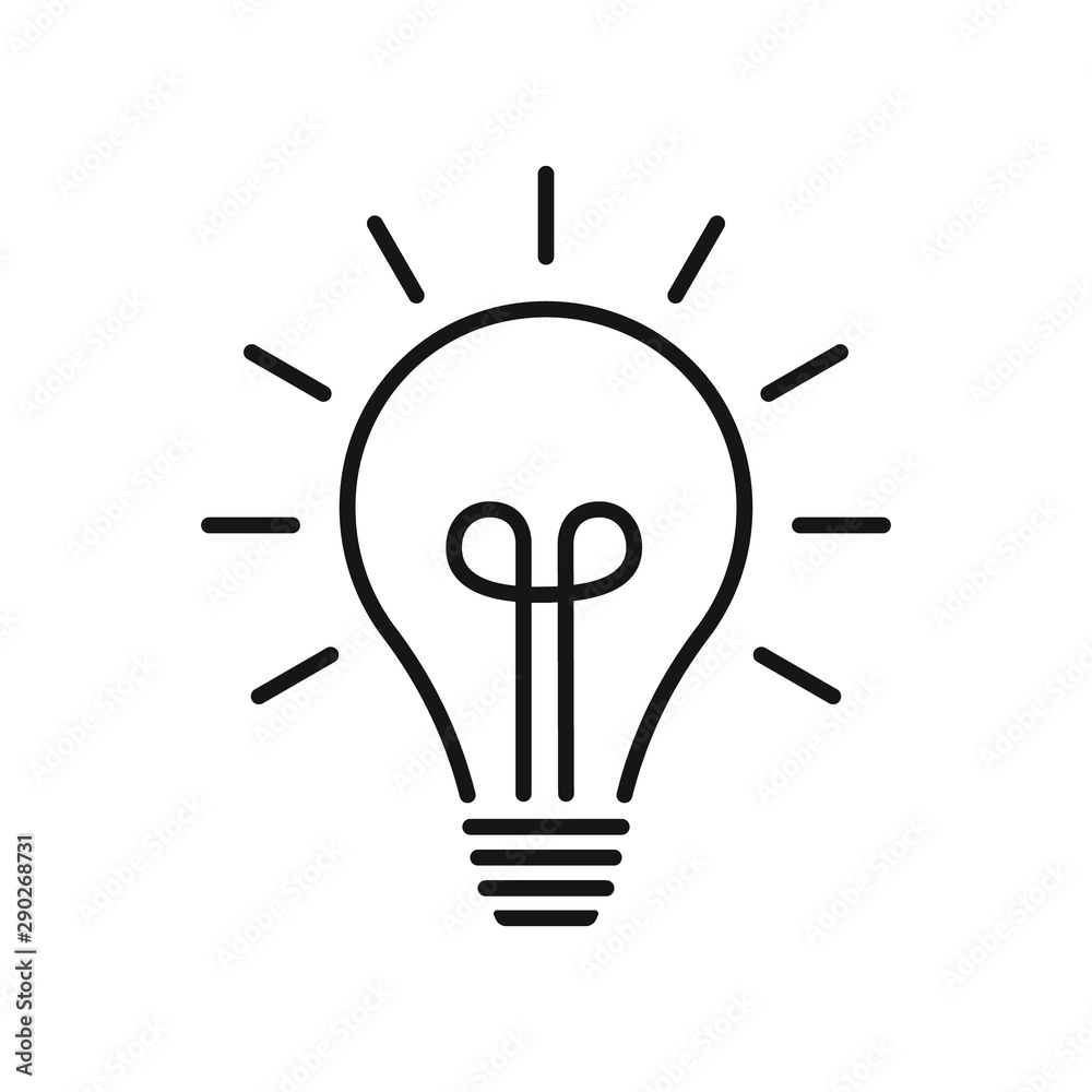 Aufkleber Light bulb line icon vector. Flat lamp sign. Idea symbol.