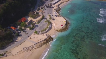 Aerial : Melasti beach line, Bali island, Indonesia
