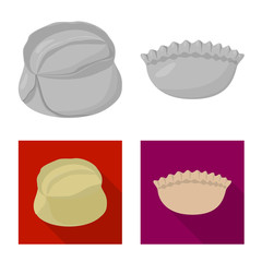 Vector design of products and cooking logo. Set of products and appetizer vector icon for stock.