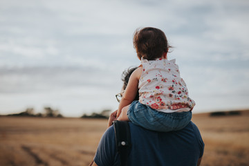 Father and daughter sunset