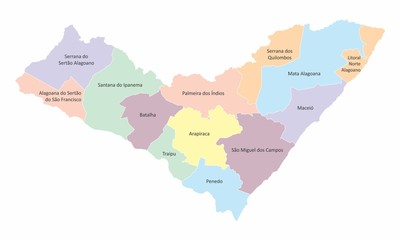 Fototapeta premium Alagoas State regions map